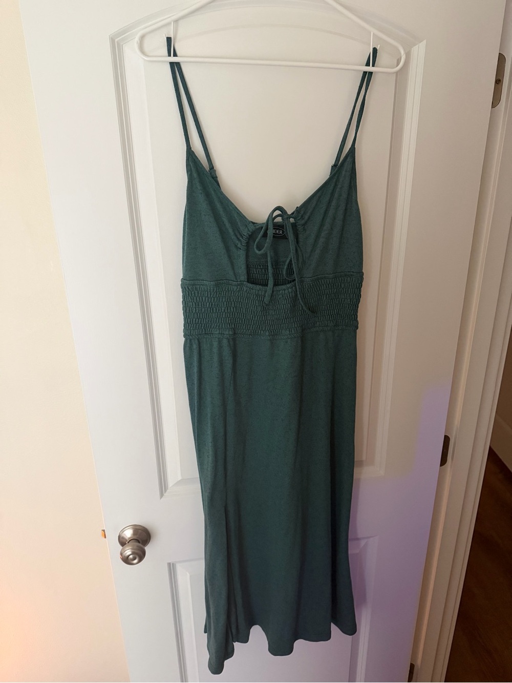 Cider Green Smocked Waist Camisole Slip Dress